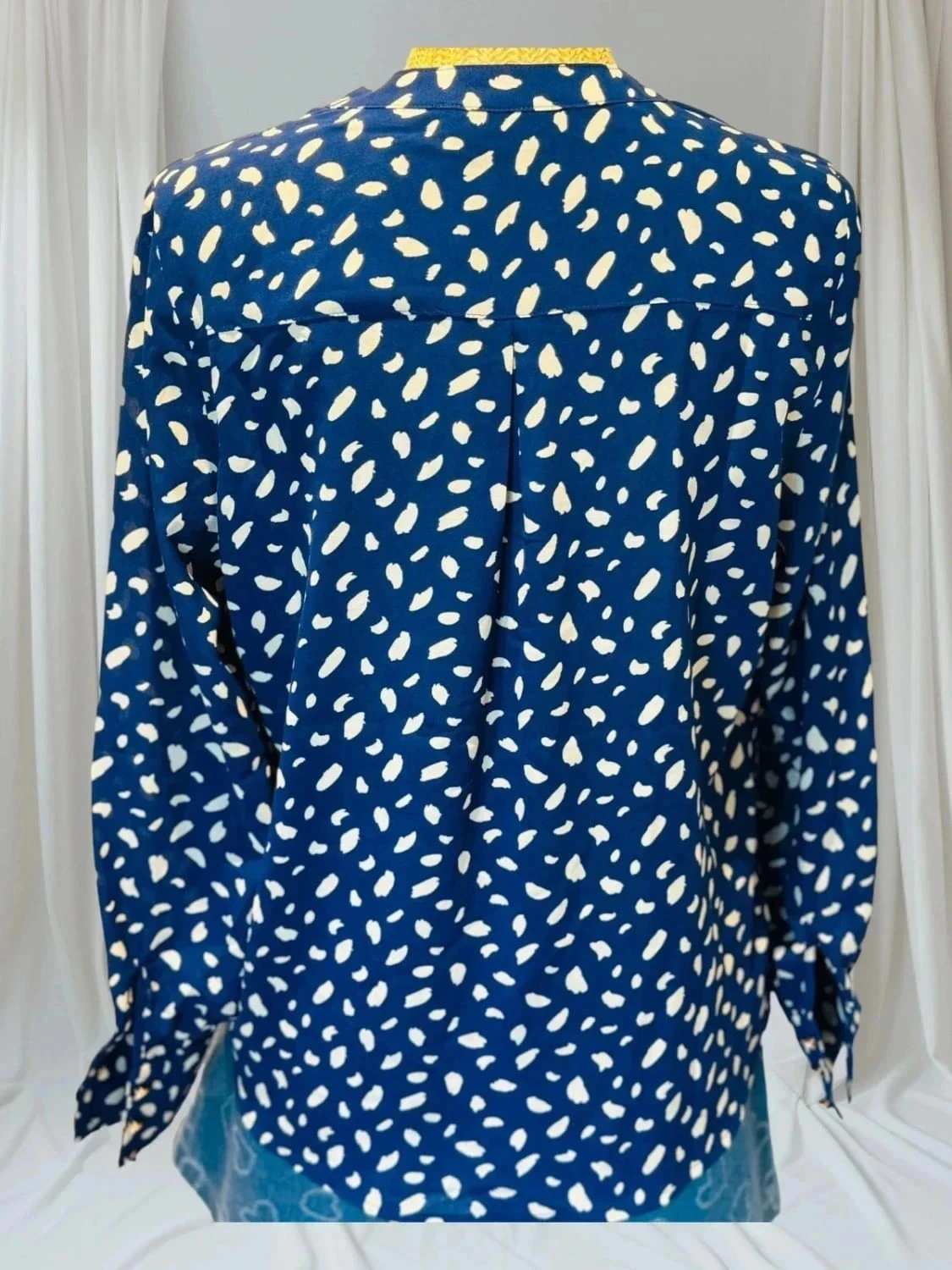 Shirt met Mao-kraag T 36 marineblauw en wit – photo 5